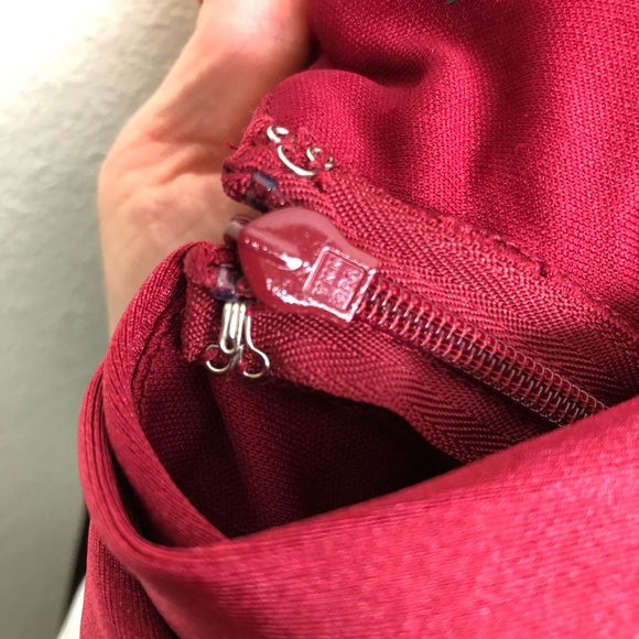 LA FEMME 26141 Burgundy High Neck Low back Gown - Picture 15 of 17